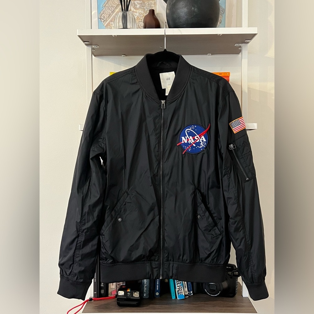 NASA Bomber Jacket - Black Size Medium - H&M - *NEW*